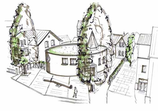 Architect's perspective of Hameln Jewish Cultural Center