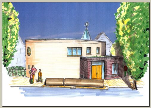 Architect's perspective of Hamelin Jewish Cultural Center