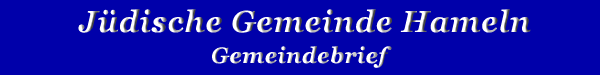 Jüdische Gemeinde Hameln Gemeindebrief