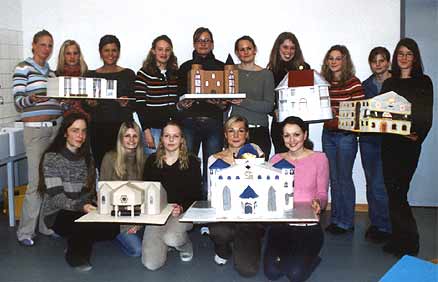 Students with models